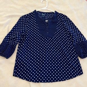 Old Navy Blue Blouse w/White dots Size M